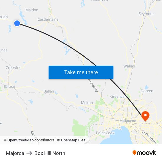 Majorca to Box Hill North map