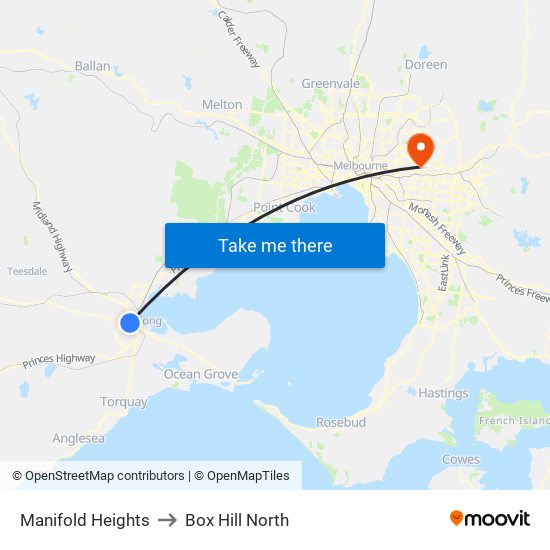 Manifold Heights to Box Hill North map