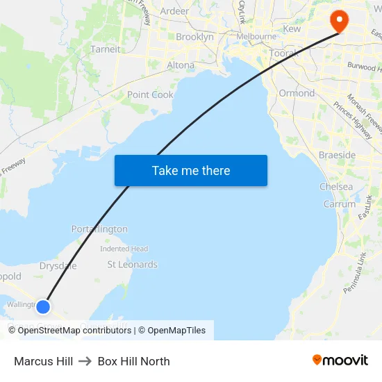 Marcus Hill to Box Hill North map