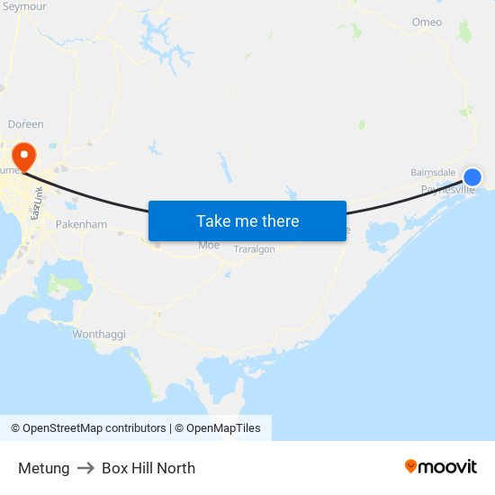 Metung to Box Hill North map