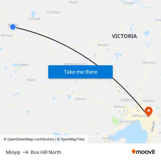 Minyip to Box Hill North map