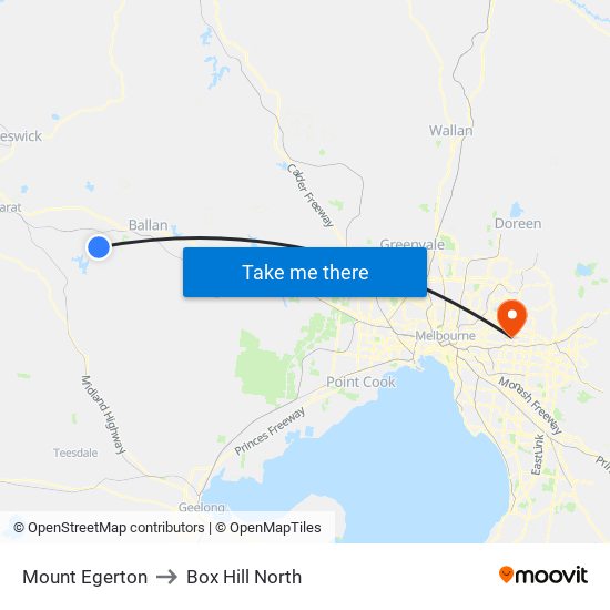 Mount Egerton to Box Hill North map