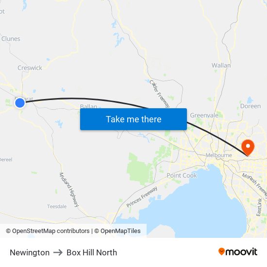 Newington to Box Hill North map