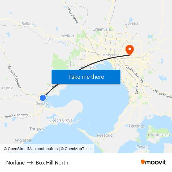 Norlane to Box Hill North map