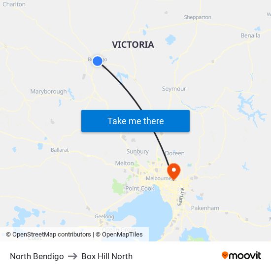 North Bendigo to Box Hill North map