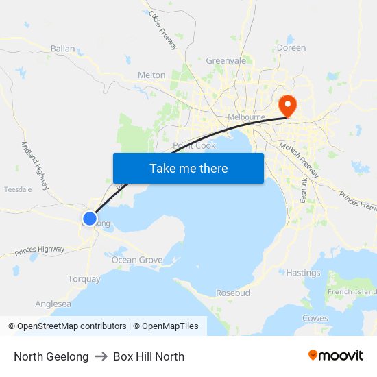North Geelong to Box Hill North map