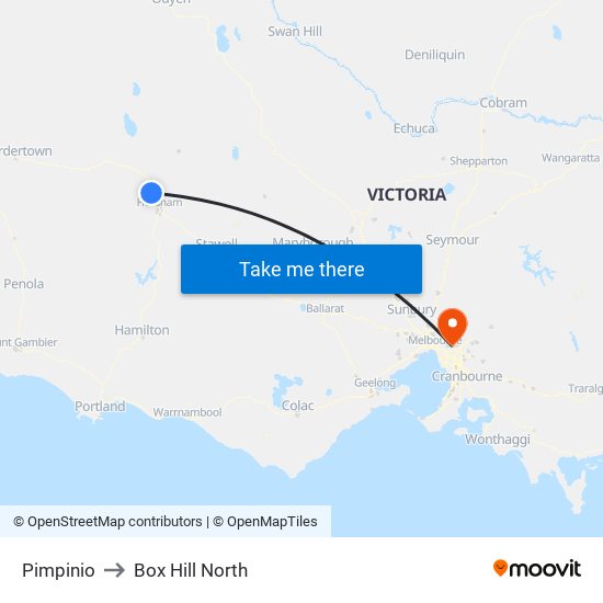 Pimpinio to Box Hill North map