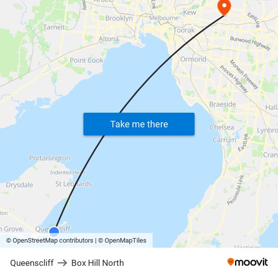 Queenscliff to Box Hill North map