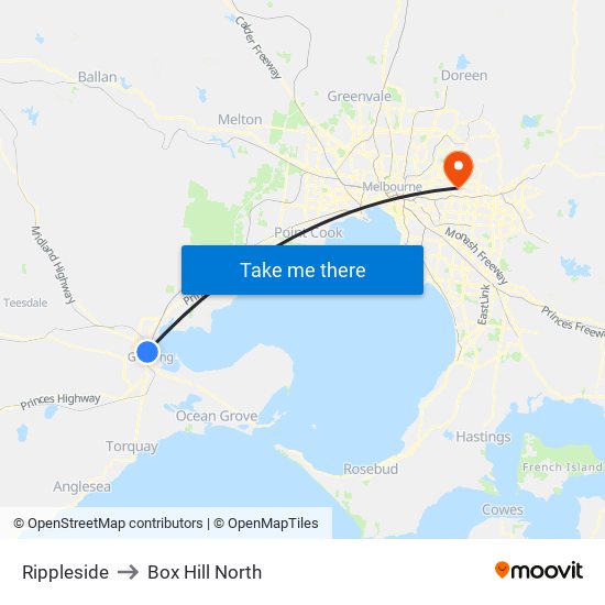 Rippleside to Box Hill North map