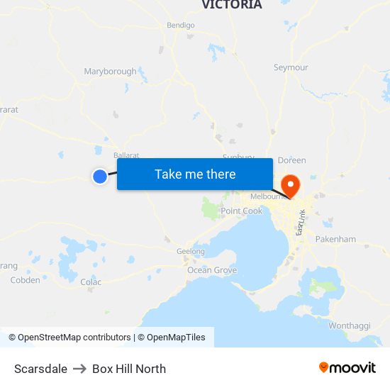 Scarsdale to Box Hill North map