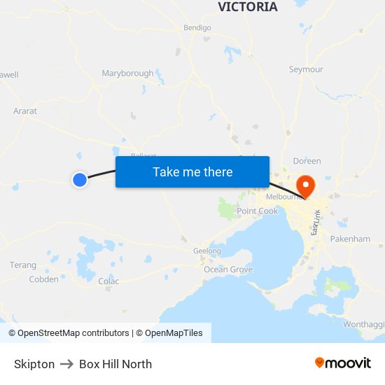 Skipton to Box Hill North map