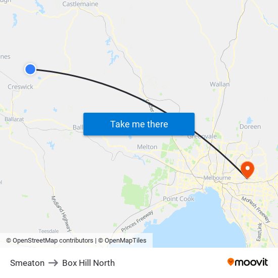 Smeaton to Box Hill North map