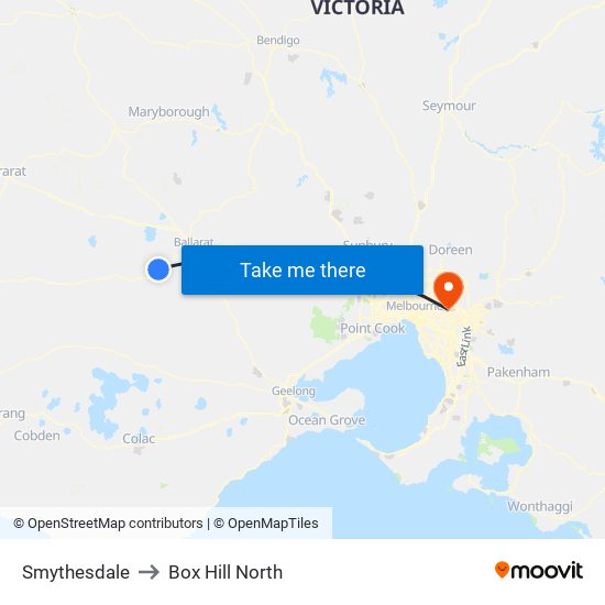 Smythesdale to Box Hill North map