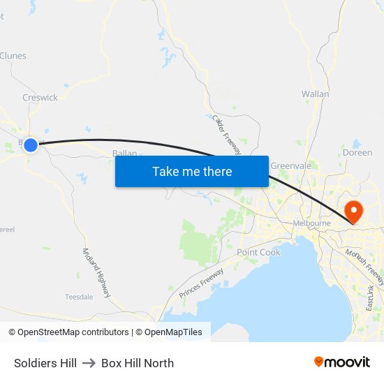 Soldiers Hill to Box Hill North map