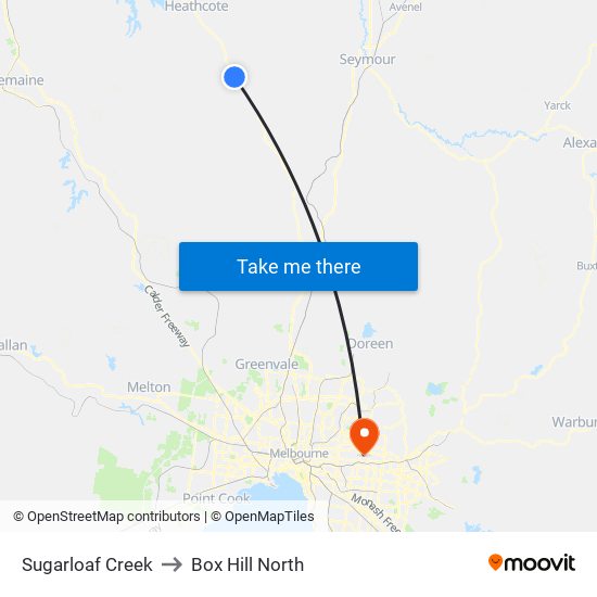 Sugarloaf Creek to Box Hill North map