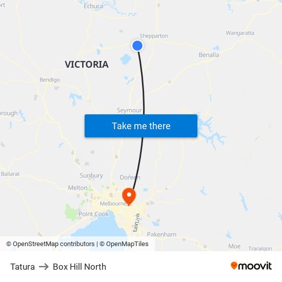 Tatura to Box Hill North map