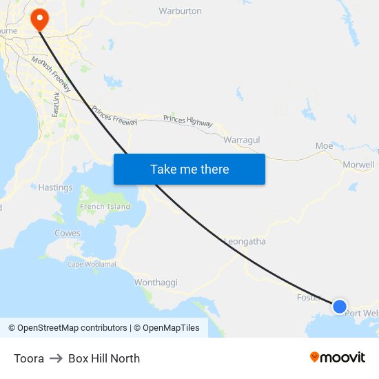 Toora to Box Hill North map