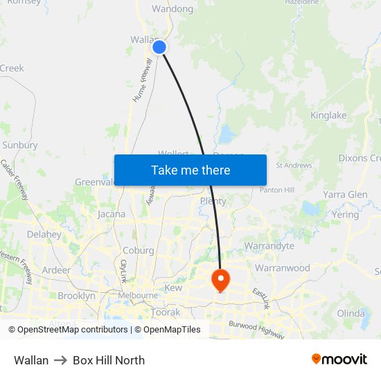 Wallan to Box Hill North map