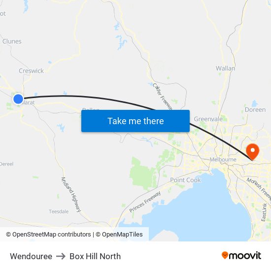 Wendouree to Box Hill North map