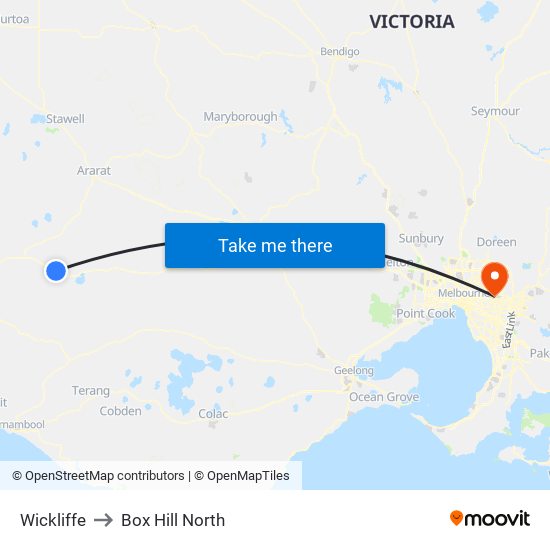 Wickliffe to Box Hill North map