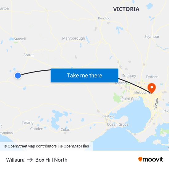 Willaura to Box Hill North map