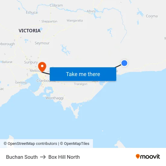Buchan South to Box Hill North map