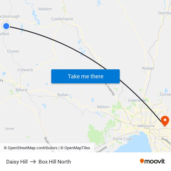 Daisy Hill to Box Hill North map