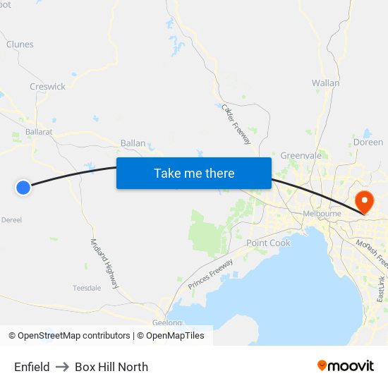 Enfield to Box Hill North map