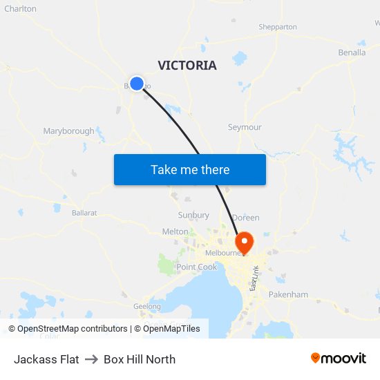 Jackass Flat to Box Hill North map