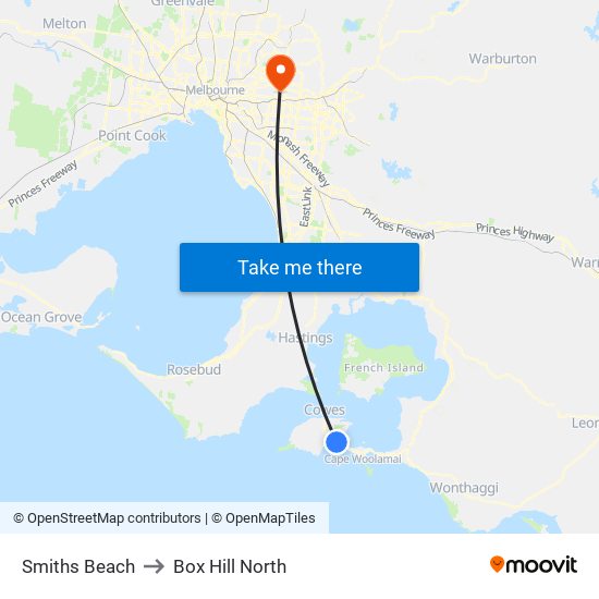 Smiths Beach to Box Hill North map