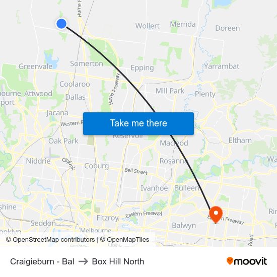 Craigieburn - Bal to Box Hill North map