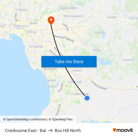 Cranbourne East - Bal to Box Hill North map