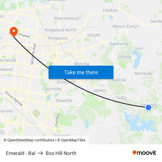 Emerald - Bal to Box Hill North map