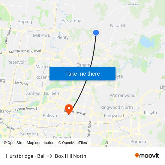 Hurstbridge - Bal to Box Hill North map