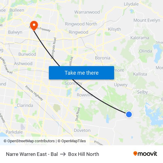 Narre Warren East - Bal to Box Hill North map