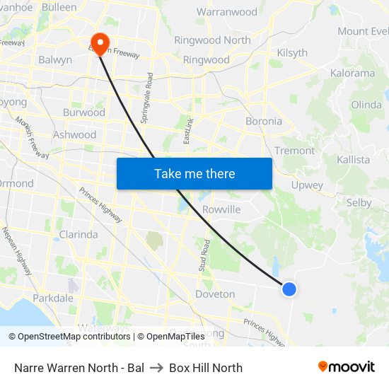 Narre Warren North - Bal to Box Hill North map