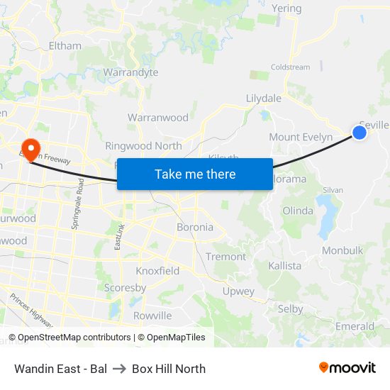 Wandin East - Bal to Box Hill North map