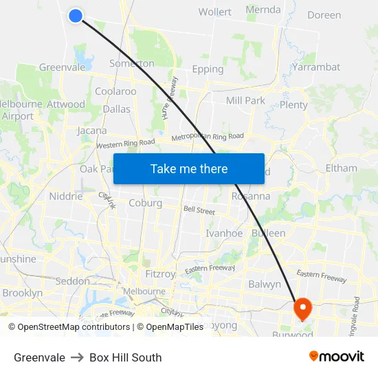 Greenvale to Box Hill South map