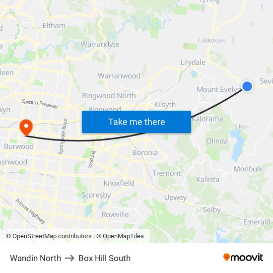 Wandin North to Box Hill South map