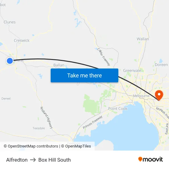 Alfredton to Box Hill South map