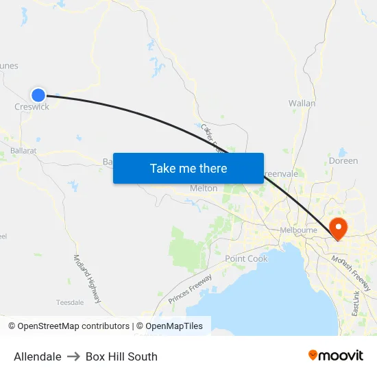 Allendale to Box Hill South map