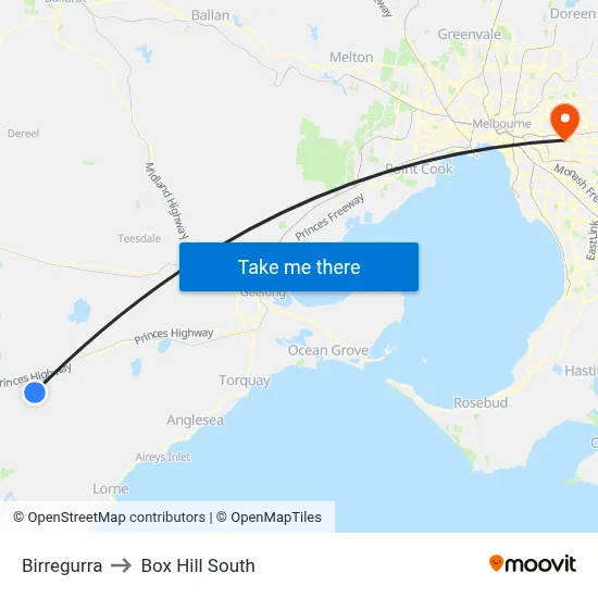 Birregurra to Box Hill South map