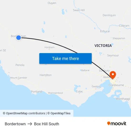 Bordertown to Box Hill South map