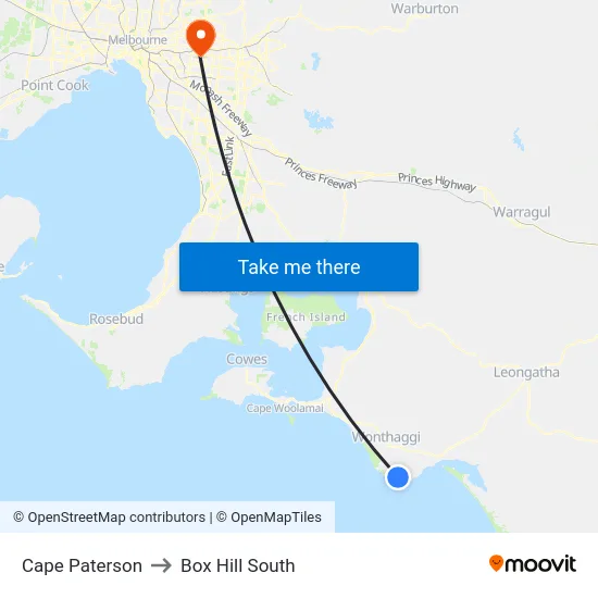 Cape Paterson to Box Hill South map