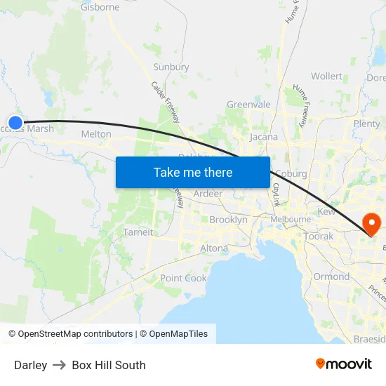 Darley to Box Hill South map