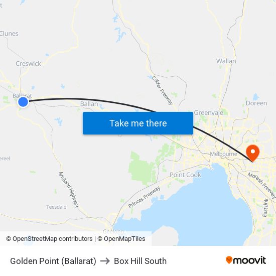 Golden Point (Ballarat) to Box Hill South map