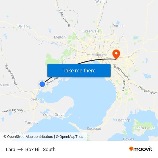 Lara to Box Hill South map
