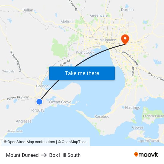 Mount Duneed to Box Hill South map