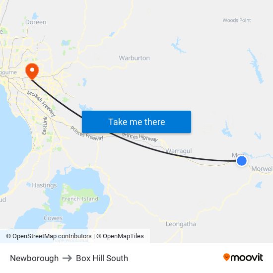 Newborough to Box Hill South map