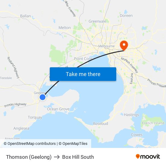Thomson (Geelong) to Box Hill South map
